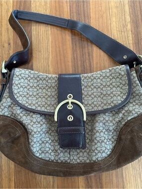 Vintage Coach Y2K Brown  Leather and suede Soho Buckle Flap Shoulder Bag 6808
